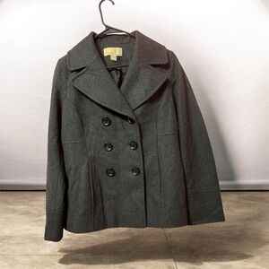 Michael Kors women's peacoat charcoal double breasted wool blend medium